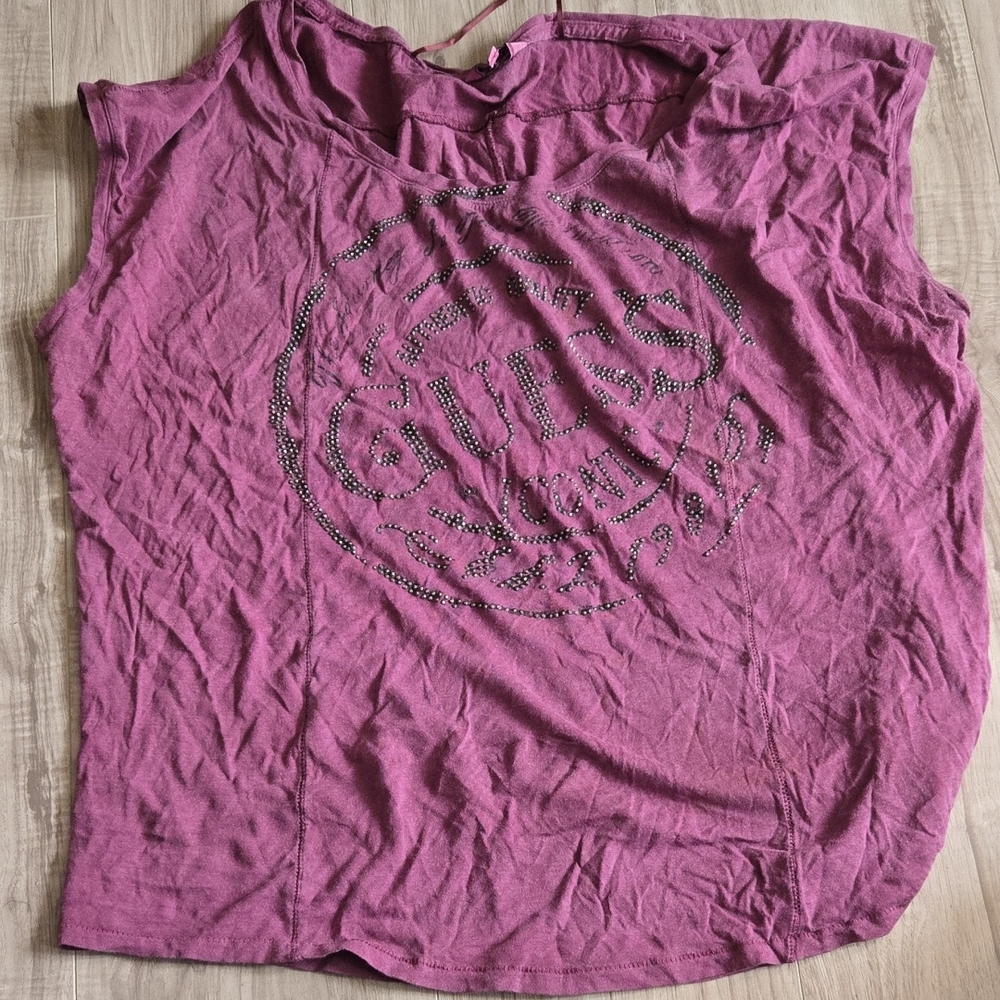 Guess Women's Purple Embellished Muscle Tee
